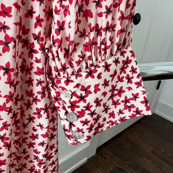 Red Floral Silk Dress by Realisation - Picture 5 of 8